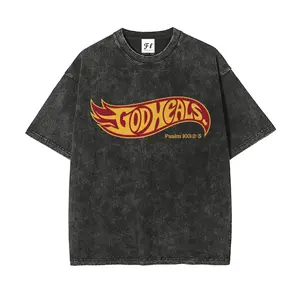 God Heals Psalm 103 Christian Streetwear Graphic T-Shirt For Men Women Faith Based Jesus Retro Acid Wash Oversized Short Sleeve Crewneck Casual Tee