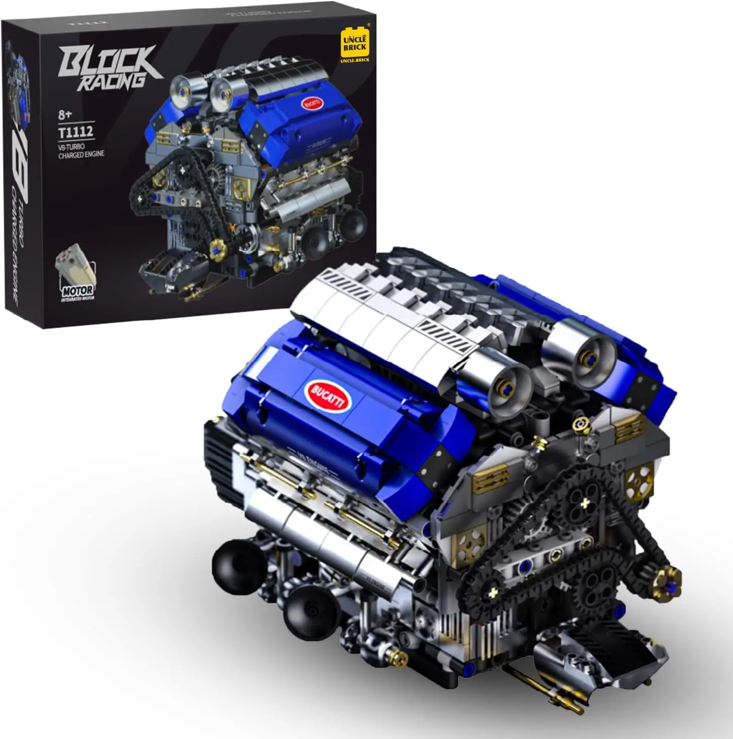 V8 Engine Model Kit That Runs, Motorized Engine Building Set for Adults, Working Visible Engine with Chain & Cylinder Linkage, STEM Mechanical Building Toy Gift for Car Enthusiasts