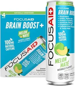 LIFEAID Energy Blend Nootropics Drink for Brain Fuel AlphaGPC GABA BComplex Yerba Mate Green Tea 100 Clean100mg Natural Caffeine 12oz. cans Pack , FOCUSAID, 12 Fl Oz (Pack of 4)