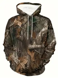 Novel print hoodies, cool men's hoodies, men's casual graphic design pullover hooded sweater with kangaroo pocket Camo Streetwear, Casual Streetwear Sweatshirt, suitable for winter and autumn, as a gift