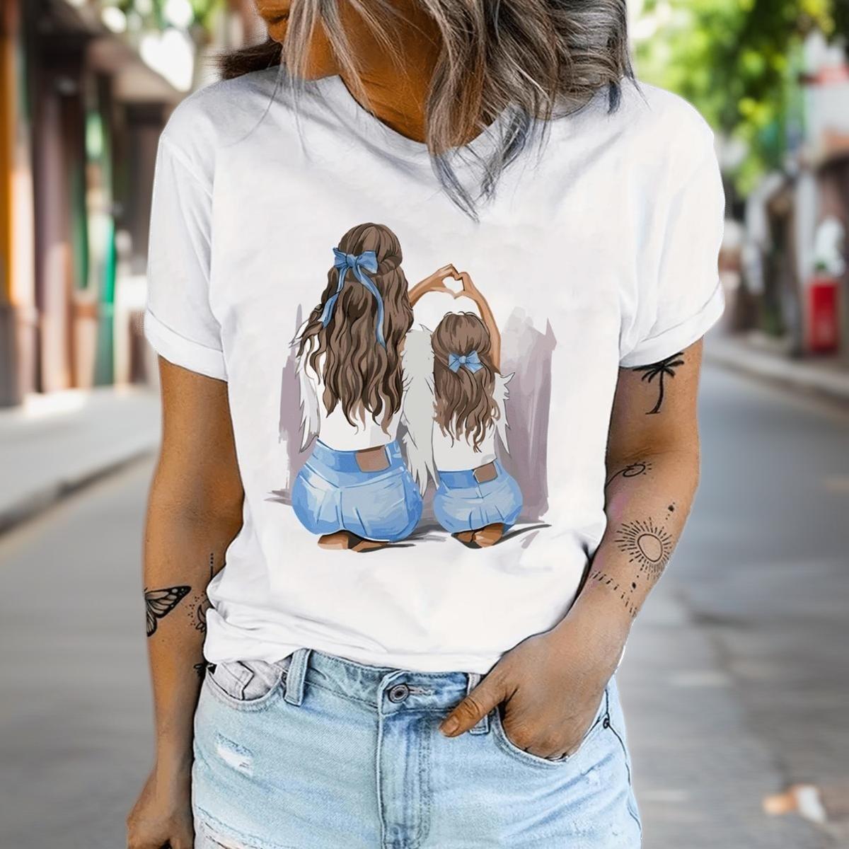 Womens Casual T Shirt White Cotton Blend Relaxed Fit Soft Lightweight Tee Top