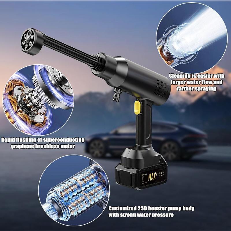 Portable Cordless Pressure Washer, 21V 300W Power Washer with 2 Batteries, Drain Hose, 8L/Min Flow, 30Bar, Foam Pot & Tool Box for Car, Bike, Boat & Yard Portable Cordless Pressure Washer, 21V 300W Power Washer with 2 Batteries, Drain Hose, 8L/Min Flow, 30Bar, Foam Pot & Tool Box for Car, Bike, Boat & Yard