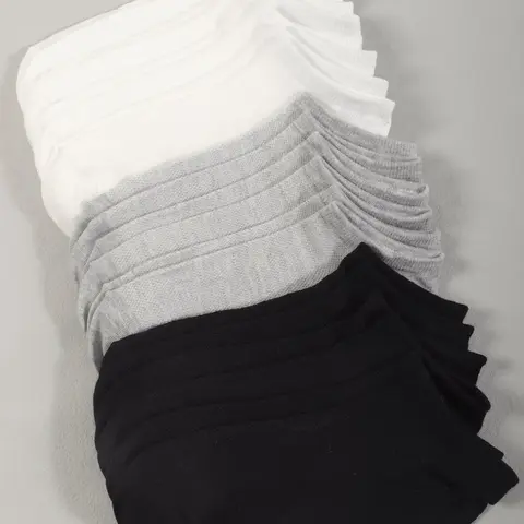 【Black Friday】Women's 10 Pairs Solid Ankle Socks, Comfy Breathable Knit Multipack Socks for Summer Daily Wear