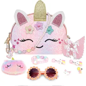 F-CPB22  Purse for Little Girls,Girls Jewelry Pretend Play,Unicorn Gifts for girls,Crossbody Bags for Kid