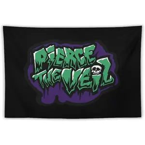 Pierce Rock Band The Veil Tapestry 40x60 Inch Music Posters Hanging Wall Art for Living Room College Dorm Room Decor Banner Flag # 2 Black  Without Metal Rings Variant