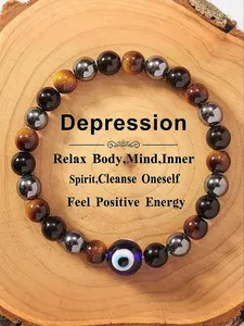 Natural Crystal Evil Eye Snowflake Beaded Bracelet, Punk Style Jewelry for Men & Women, Chakra Balance Energy Gift, Relaxing Spiritual Accessory, Healing Crystal Bracelet