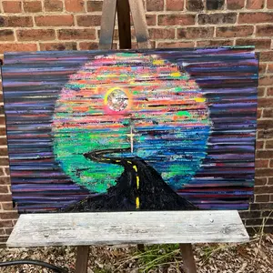 The Road aHead Original Painting 36"x24" Spray Paint on Maple Lundia 1/1 Unique Artwork No Prints Direct from Artist