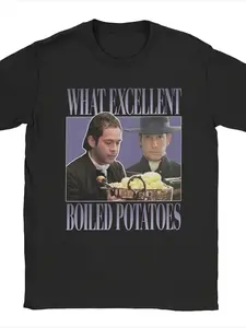 Men's Pride and Prejudice Pattern T-Shirt, Casual Short Sleeve Round Neck, Elizabeth Bennet and Mr Darcy Design, Size S