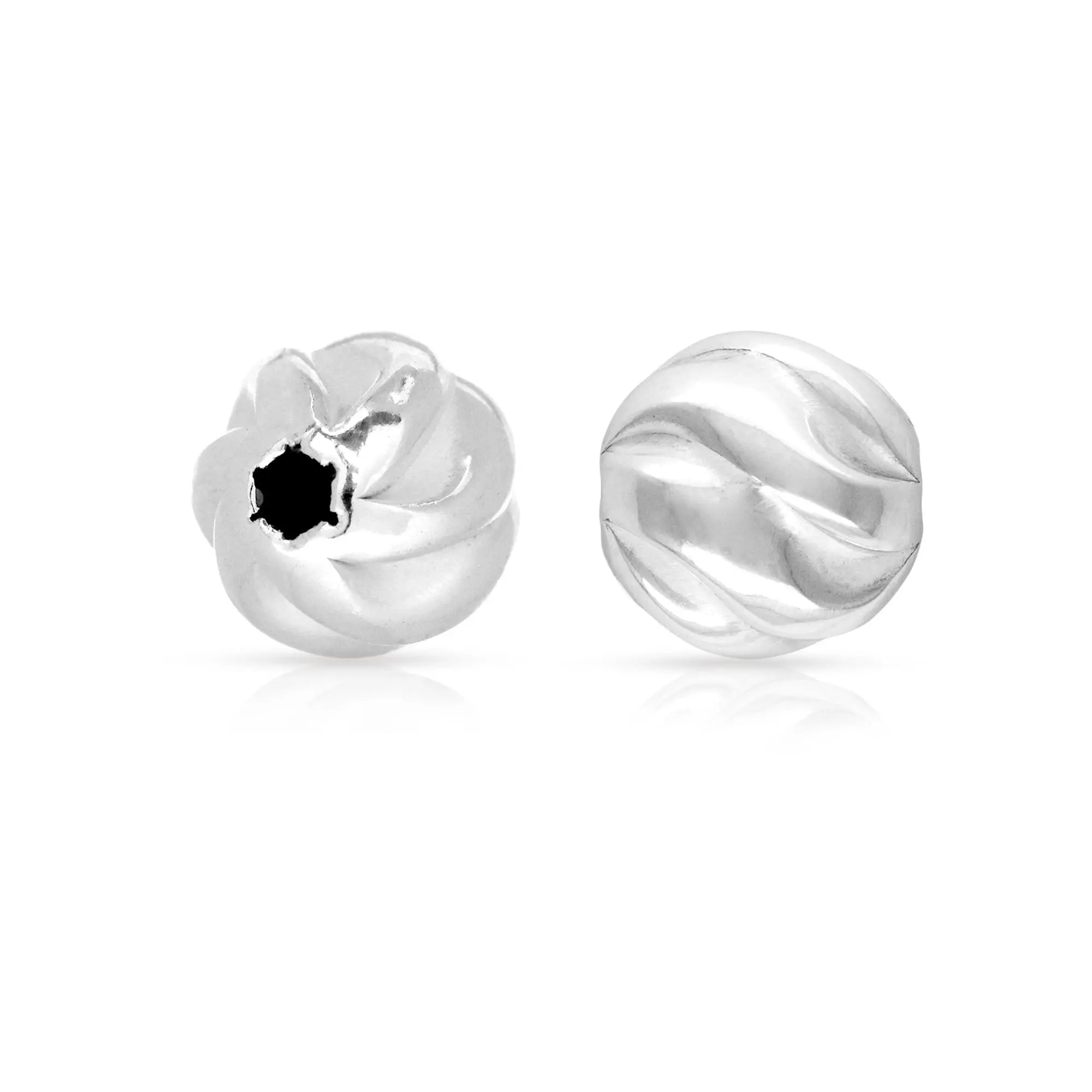 Sterling Silver 4mm Twisted Bead 1.1mm Hole - 20pcs/pack