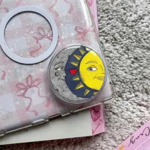Vintage Sun and Moon MagSafe Phone Grip, Retro Celestial Kiss Griptok, Antique Eclipse Phone Stand, Mystical Day and Night Accessory, Dark Academia Tarot Gift