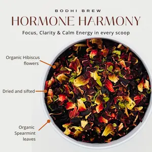 Hormone Harmony Herbal Tea - Hibiscus & Spearmint Tea Blend with Strainer
