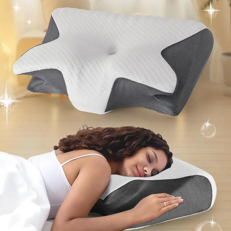 Memory Foam Neck Pillow, TilDream 1 Count Comfortable &Breathable Neck Pillow, Sleeping Pillow for SideSleeping, Back Sleeping