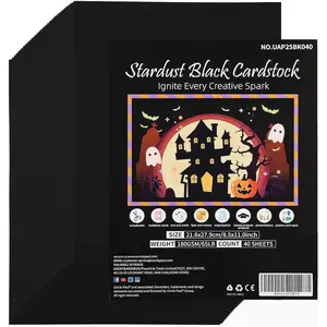 40 Sheets  Black Cardstock - 8.5'' x 11'' Double-sided Cover Card Stock 65lb Printer Paper  for Scrapbooking, Crafts, Business Cards 180gsm UAP25BK040