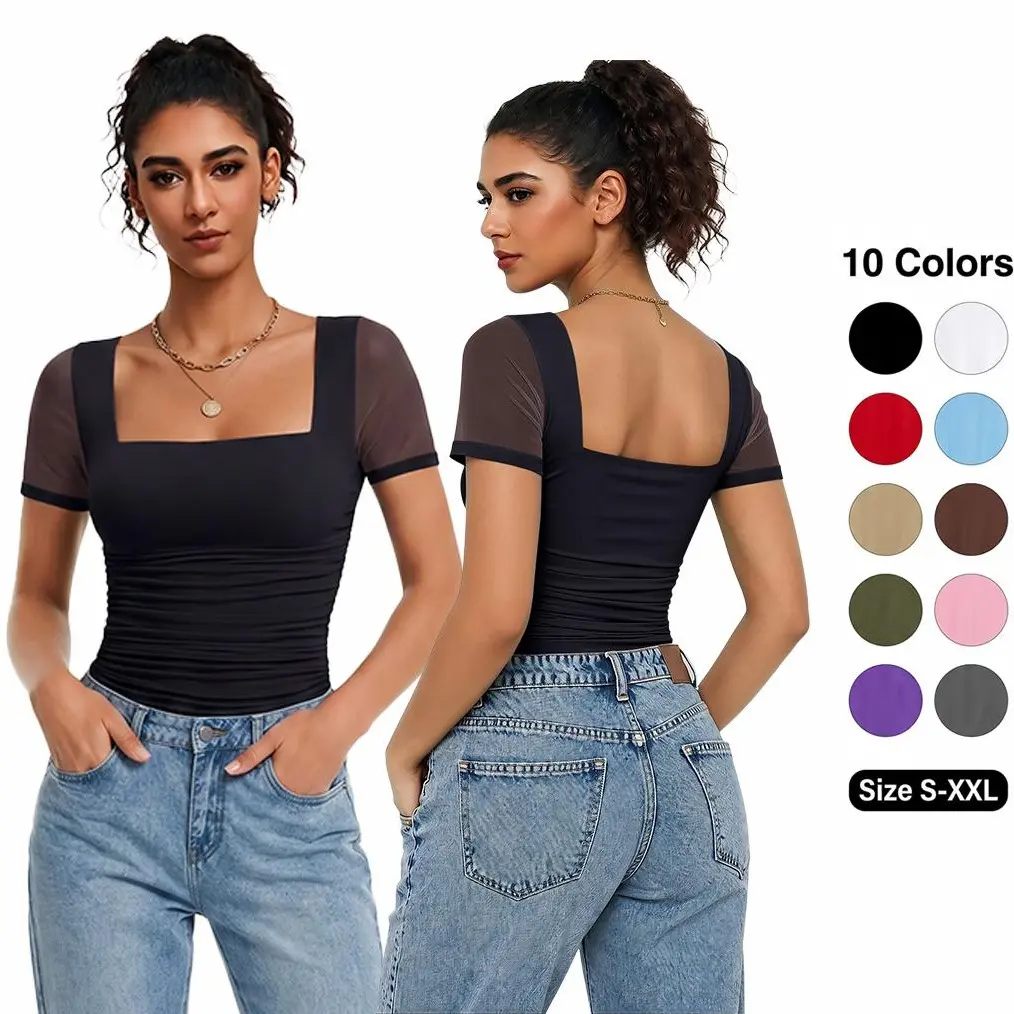 Avidlove Women's Square Neck Sheer Mesh Short Sleeve Bodysuit Ruched Going Out Sexy Thong Bodysuits Tops SpringStatements Basic Avidlove Women's Square Neck Sheer Mesh Short Sleeve Bodysuit Ruched Going Out Sexy Thong Bodysuits Tops SpringStatements Basic