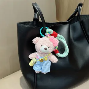 Cute Bear Keychain Backpack Strap, Plush Toy Bag Charm, Adorable Doll Pendant, Soft Fleece Accessory, Perfect for Bags and Purses
