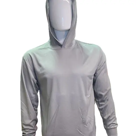 Hi Visibility ultra light weight Light Grey Long sleeve hoodie shirt / polyester birdeye Fabric for quick dry