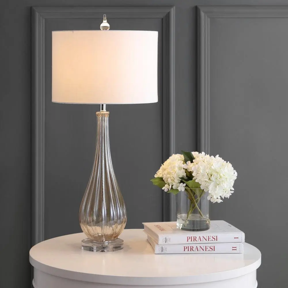JONATHAN Y Dew Drop Glass/Crystal LED Table Lamp , for bedroom, living room, foyer, hallways, dining room, dorms