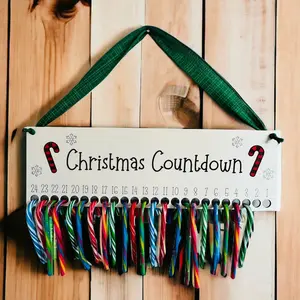 Candy cane Christmas countdown decor.