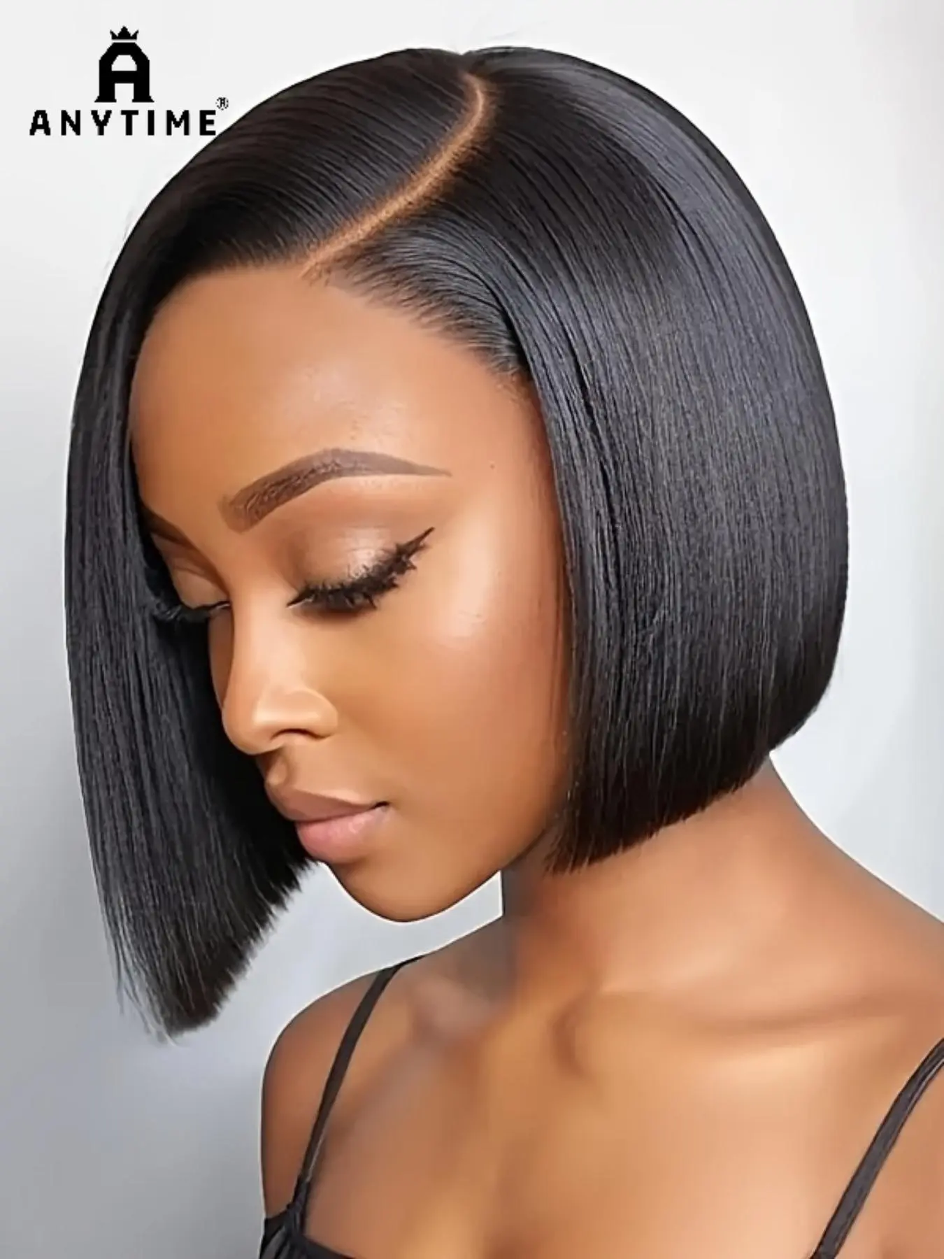 Anytime Wigs 5x5 HD Clear Double Layer Lace Front Wigs Women Human Hair Beginner Friendly Wigs Glueless Bob Wigs Human Hair Pre-Pulled Pre-Cut 250% Density Short Straight Bob Wigs Glueless Lace Closure Wigs