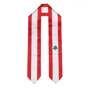 Lebanon Flag Graduation Stole, Sash, Scarf, Gift, Students,Quality, High School, College, Scarves, Adults, Men and Women, Satin
