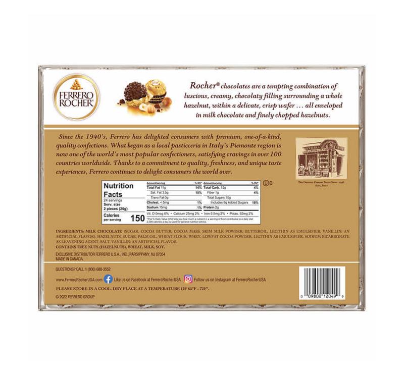 Ferrero Rocher, Milk Chocolate Hazelnut Candy, 48 Count