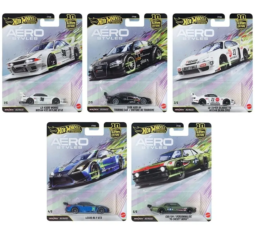 Hot Wheels 2026 Car Culture U Case "Areo Style" 5 Cars Set, 1:64 Scale Model Car FPY86-961U-7B