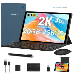 Blue Android 14 Tablet - 10.36 inch 2K Screen, 20(8+12)GB RAM, 256GB Storage (Expand to 2TB), Octa-Core, 8000mAh Battery, Keyboard & More