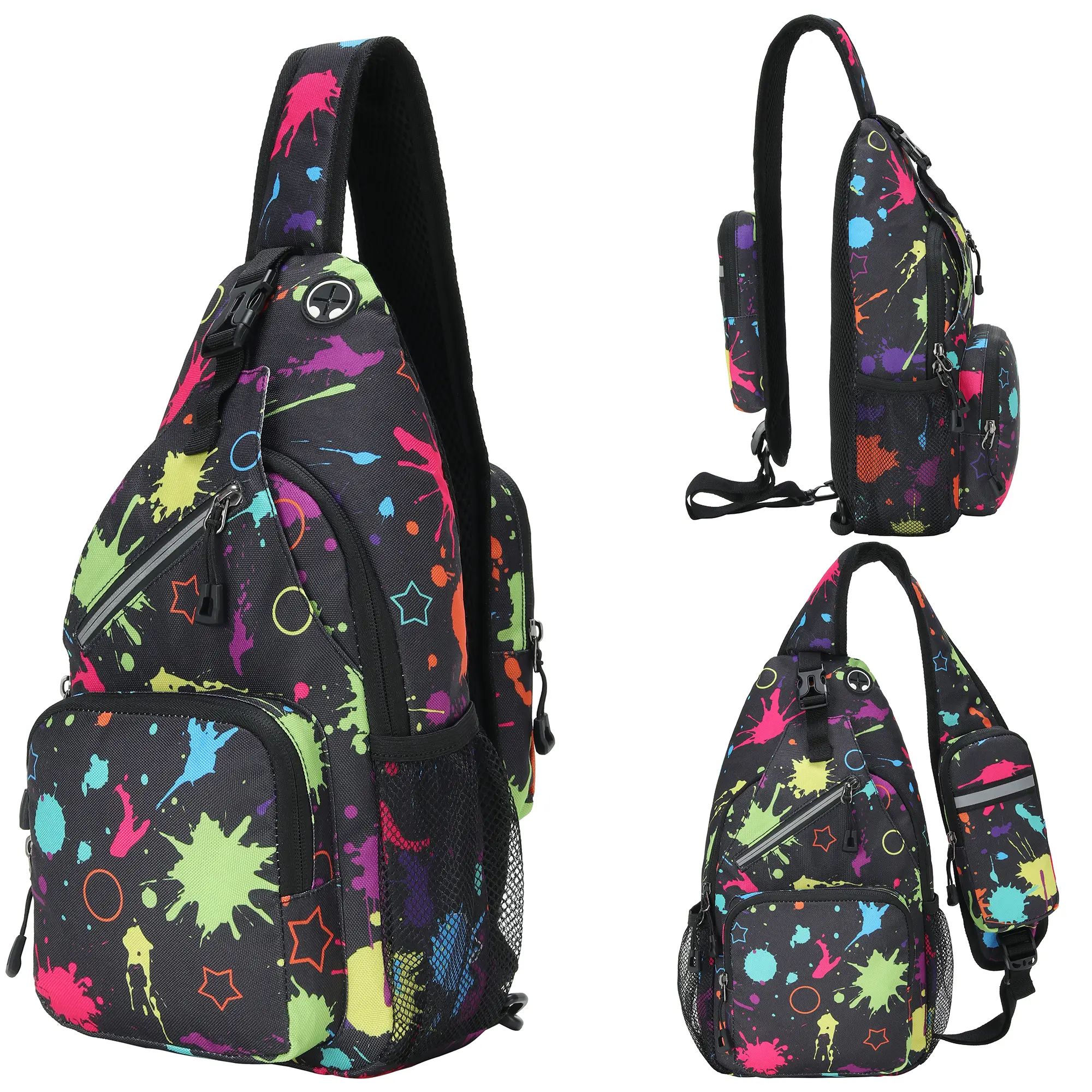 Versatile Nylon Sling Backpack for Men, Casual Crossbody Daypack with 3 Pockets and Adjustable Strap for Travel & Hiking, Versatile Bag