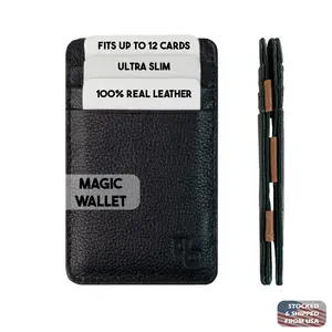Magic Wallet Noir 2.0, Leather Magic Wallets For Men - Classic Design, Unique Leather Card Holder - Stylish & Durable Men's Wallet