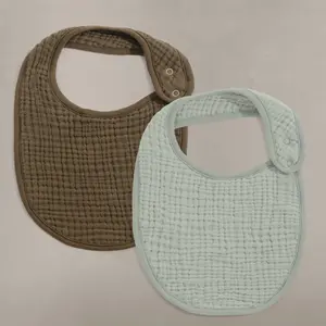 Bark Brown & Sea Moss Sage Green - Premium Muslin Bib 2-Pack