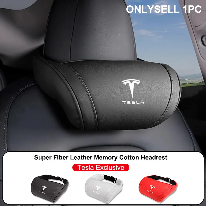 Car Interior Neck Pillow Headrest Auto Seat Rest Breathable Neck Cushion Comfortable Protector Automotive Accessories For Tesla Model 3 Model S Model X Model Y Cybertruck Roadster SpaceX