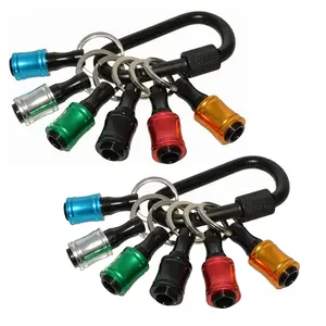 Dazone 12Pcs 1/4 inch Hex Shank Aluminum Alloy Screwdriver Bits Holder Quick Release Extension Bar Drill Screw Adapter Change Keychain Portable for Screwdriver Drill Bits Flexible Drill Bit Extension Set Nut Driver