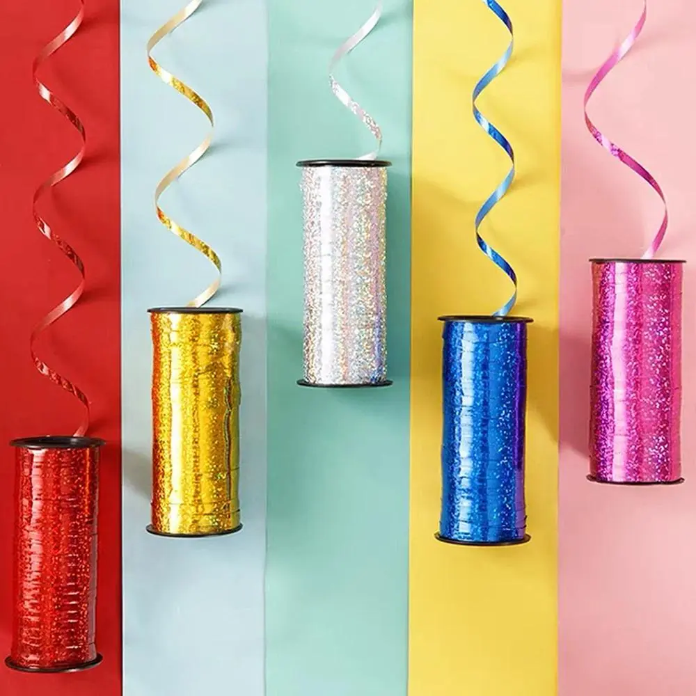 100Yards/Roll Glitter Curling Ribbons Balloon Ribbons Gift Wrap Ribbons for Crafts Christmas Birthday Wedding Party Decoration