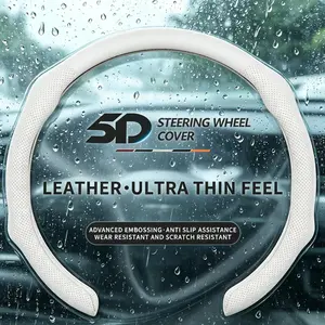 Red Napa Leather Steering Wheel Cover for 2026 New Car Models – Ultra-Thin, Breathable, and Quick-Turning with Non-Slip Grip. Designed for All-Season, Modern Sporty Driving Comfort and Enhanced Anti-Slip Performance