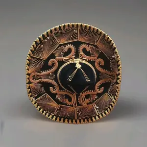 Belri Sombrero Hat Adult Black Velvet Gold Mariachi Band Handmade in Mexico