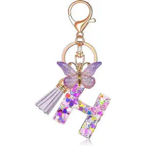 Initials Letter Keychain Resin English Letter Keychain Pendant Bag Purse Ornament Accessories