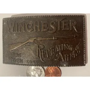Vintage Metal Belt Buckle, Winchester, Repeating Arms, Western, Country and Western, Southwestern, Cowboy, Heavy Duty, Quality, Fashion