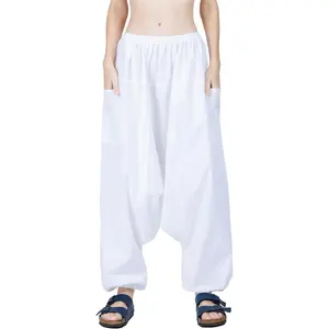 Women's Cotton Harem Pants with Pockets - Casual Elastic Waist Boho Pants, Soft Comfortable Travel & Daily WearGift