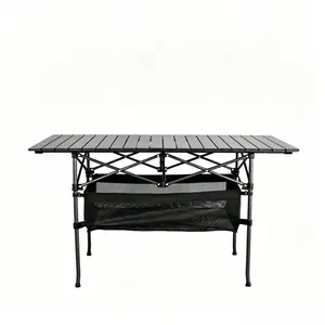 Portable Aluminum Roll-Up Folding Table with Carry Bag, Suitable for Indoor and Outdoor Use, Camping, Beach, Backyard, Barbecue, Party and Picnic
