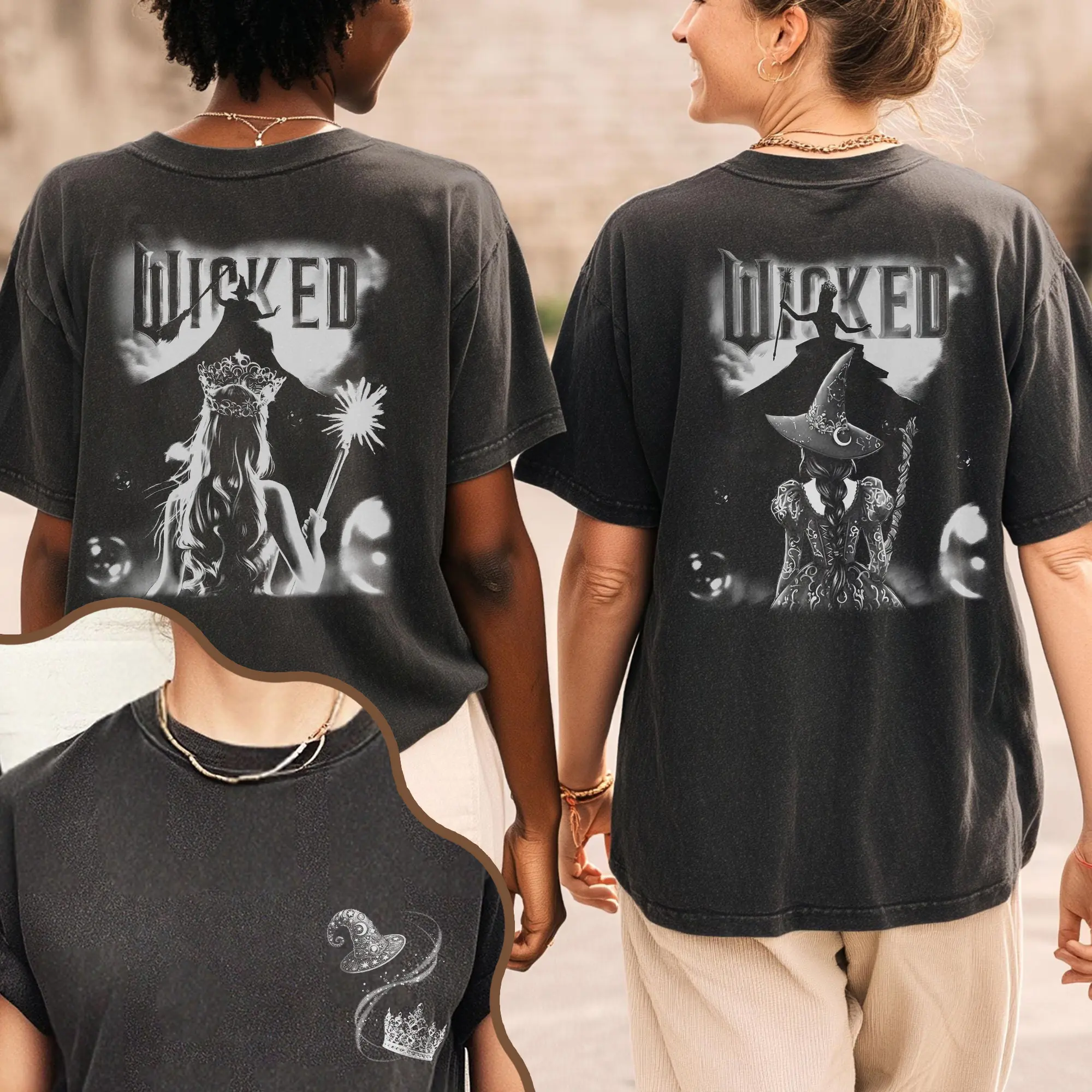 Wicked Duo Oversized Comfort Color Shirt, Retro Wicked Movie 2Sided Shirt, Wicked For Good Shirt, Witch Aesthetic Couple, Wizard Movie Fan Tee