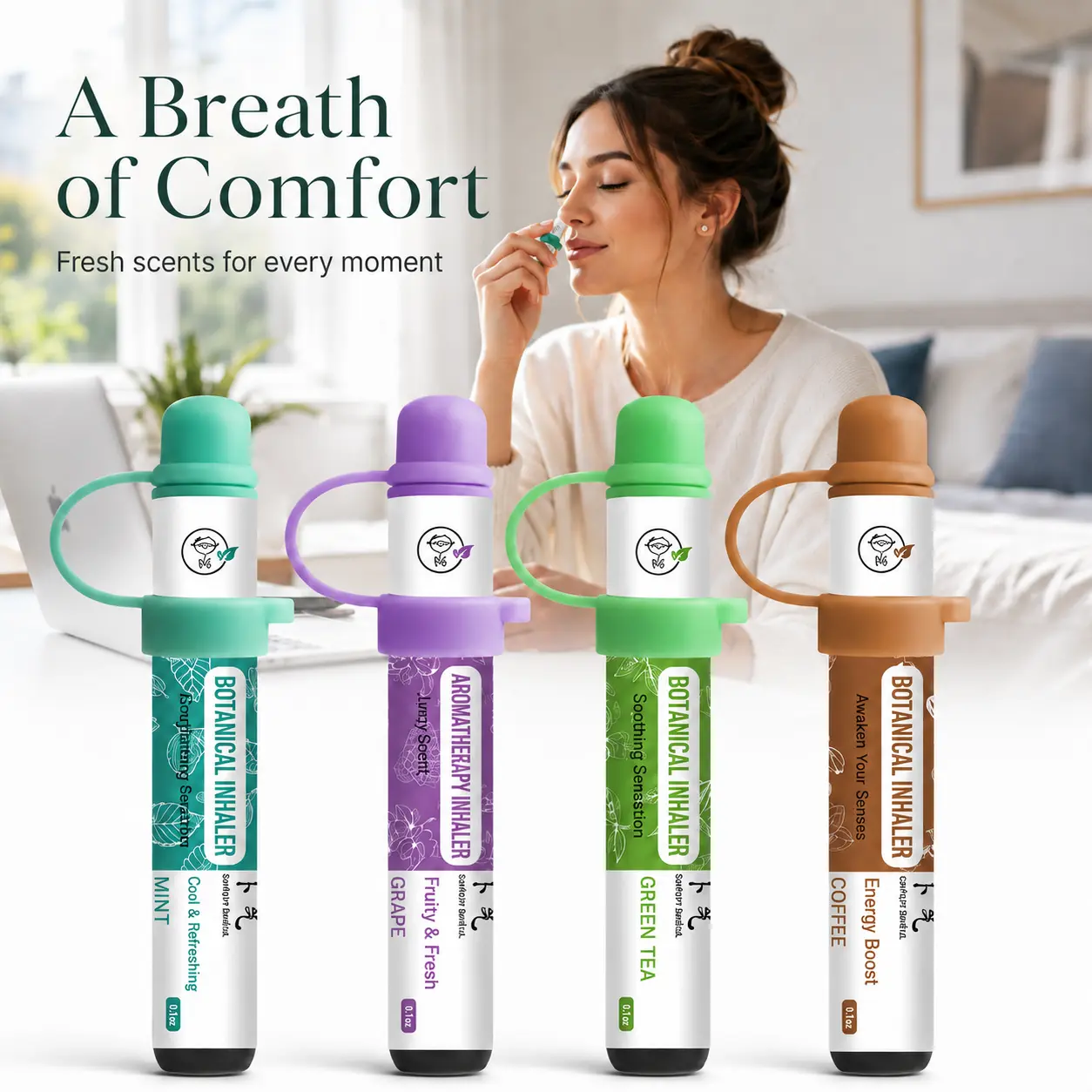 Natural Essential Oil Nasal Inhaler Sticks (2-Count) - Aromatherapy for Sinus Comfort, Quick Energy Lift, Pocket-Sized Travel Mint Scented Stick Mood Boosting