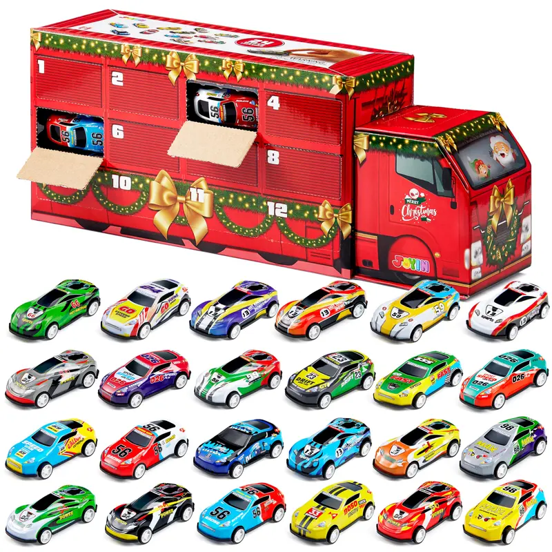 2026 Christmas Advent Calendar Pull Back Vehicles, 24 Days Christmas Countdown Toy Cars for Boys Girls Kids 8+ Years Old, Christmas Party Favors Supplies, Fun Gifts