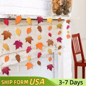 5 sets artificial maple leaf flag leaf banner restaurant decoration home, festival decoration flag, artificial maple leaf pull flag hanging ornaments, autumn and winter atmosphere hanging ornaments Shangjing flag, home decoration hristmas and Thanksgiving