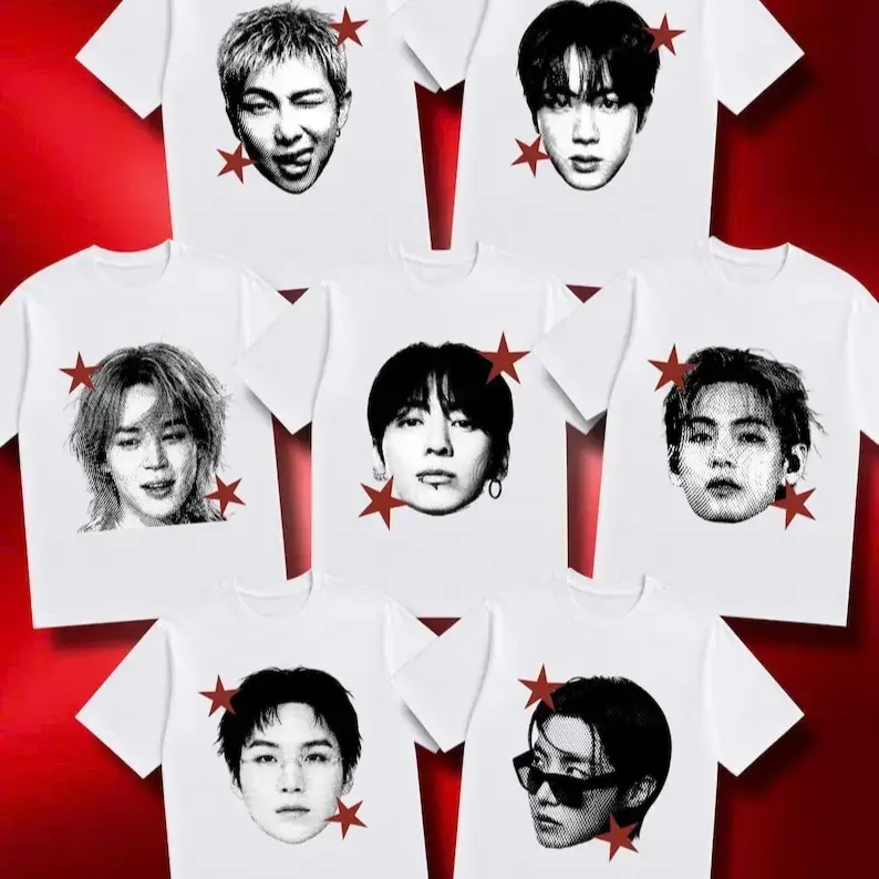 Arirang Bangtan Members Signature Graphic White and Black Unisex T-Shirt, Retro 90s Tee, World Tour 2026
