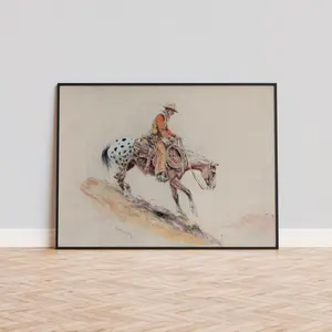 Vintage Cowboy & Appaloosa Print | Western Horse Art | Rustic Rodeo Wall Decor
