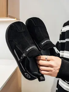 1 Pair Men's Vintage Suede Retro Casual Shoes | American Retro Style | Suede Texture + Side Zipper Design + Soft Thick Sole | Workwear Outfits / Daily Outings / Outdoor Activities / Retro Looks, Personality Trendy Casual Sneakers