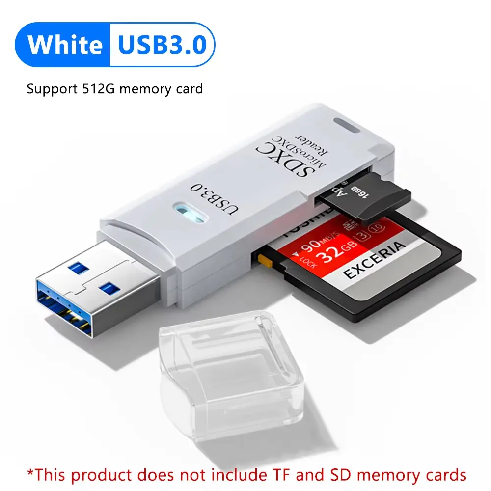 2-in-1 High-Speed USB 3.0 Card Reader - Micro TF/SD Card Adapter for PC, Laptop Computer Accessories