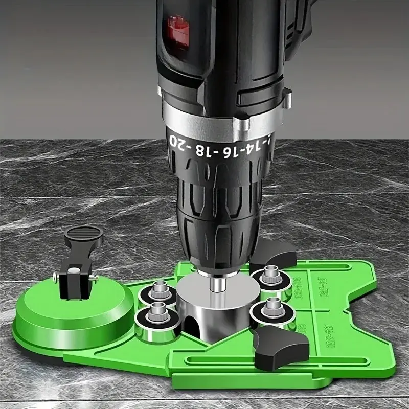 Drill Guide Positioning Tool for Tiles Glass Marble, Vacuum Suction Holder for Precise Drilling, Tile Chamfering Tool, Suction Cups, Diamond Drill
