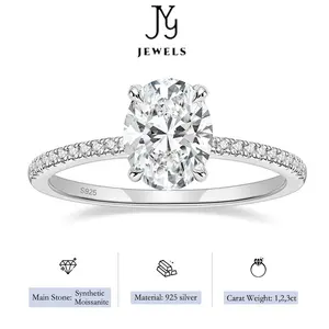 【JYJZZ201】Synthetic Moissanite S925 Silver 3 CT Oval Shaped Light Luxury Premium Feeling Cool Design Ring Engagement Wedding Jewelry Ring.