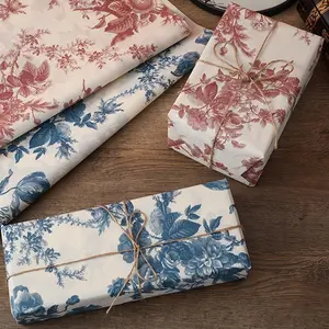 5 Sheets Vintage Peony Gift Wrapping Paper, Holiday Gift Decorative Paper, Surprise Birthday Gift Wrap, Wedding Gift Packaging, Office Decoration